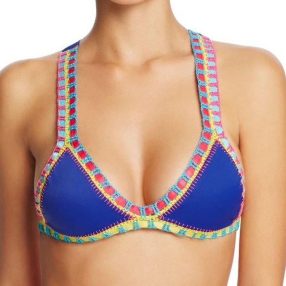 Colorful Crochet Trim Bikini Top - Picture 1 of 6